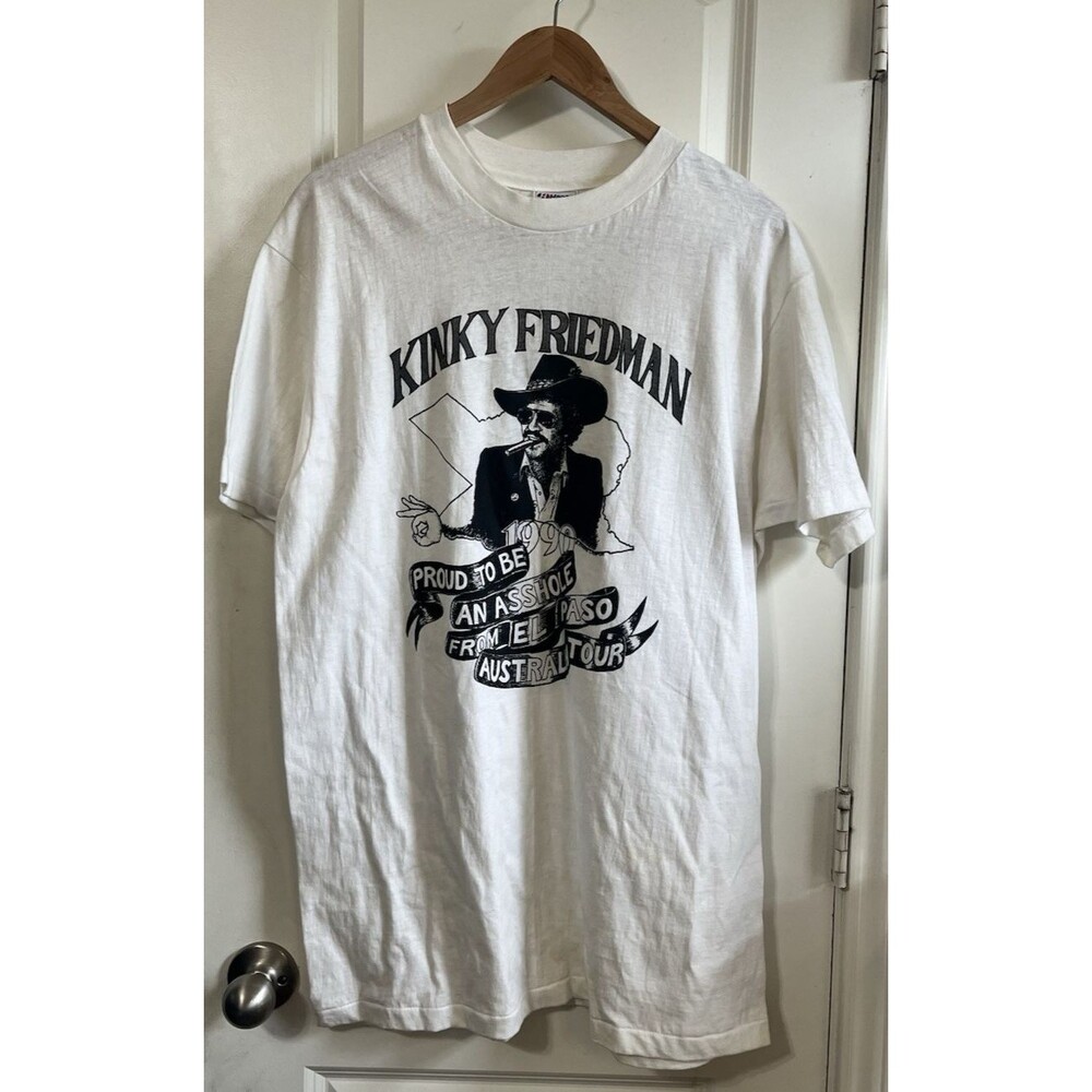 Vintage Kinky Friedman 1990 Tour T-Shirt Tee Single Stitch Texas Graphic Funny